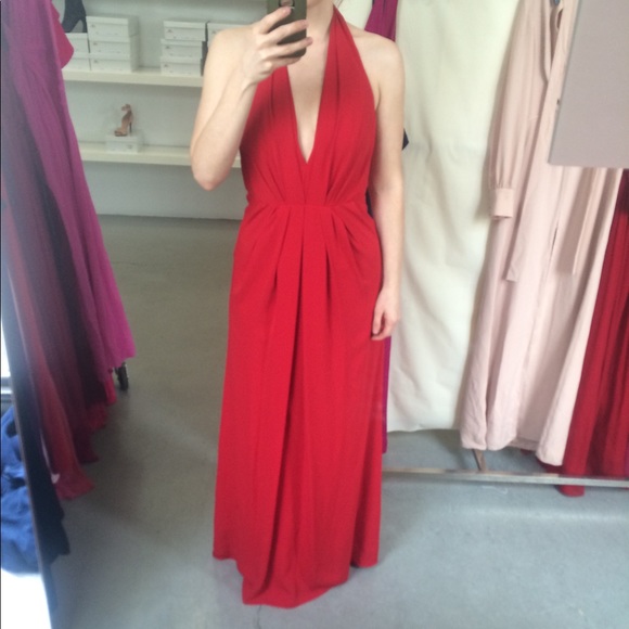 Jill Stuart bright red halter gown - Picture 2 of 3